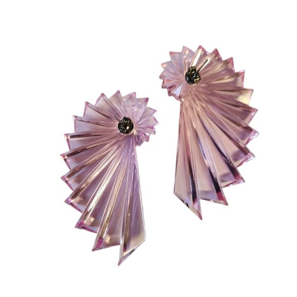 Lily Frank Pink Lucite Earrings Pierced with Posts Gift Box New - READ - Picture 4 of 7